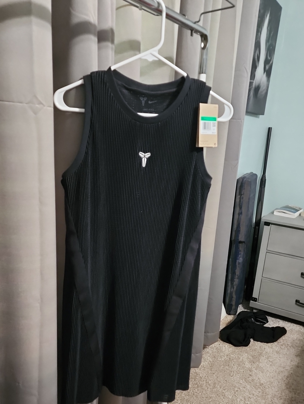 Nike Black Ribbed Girls' Sleeveless Athletic Dress with White Logo